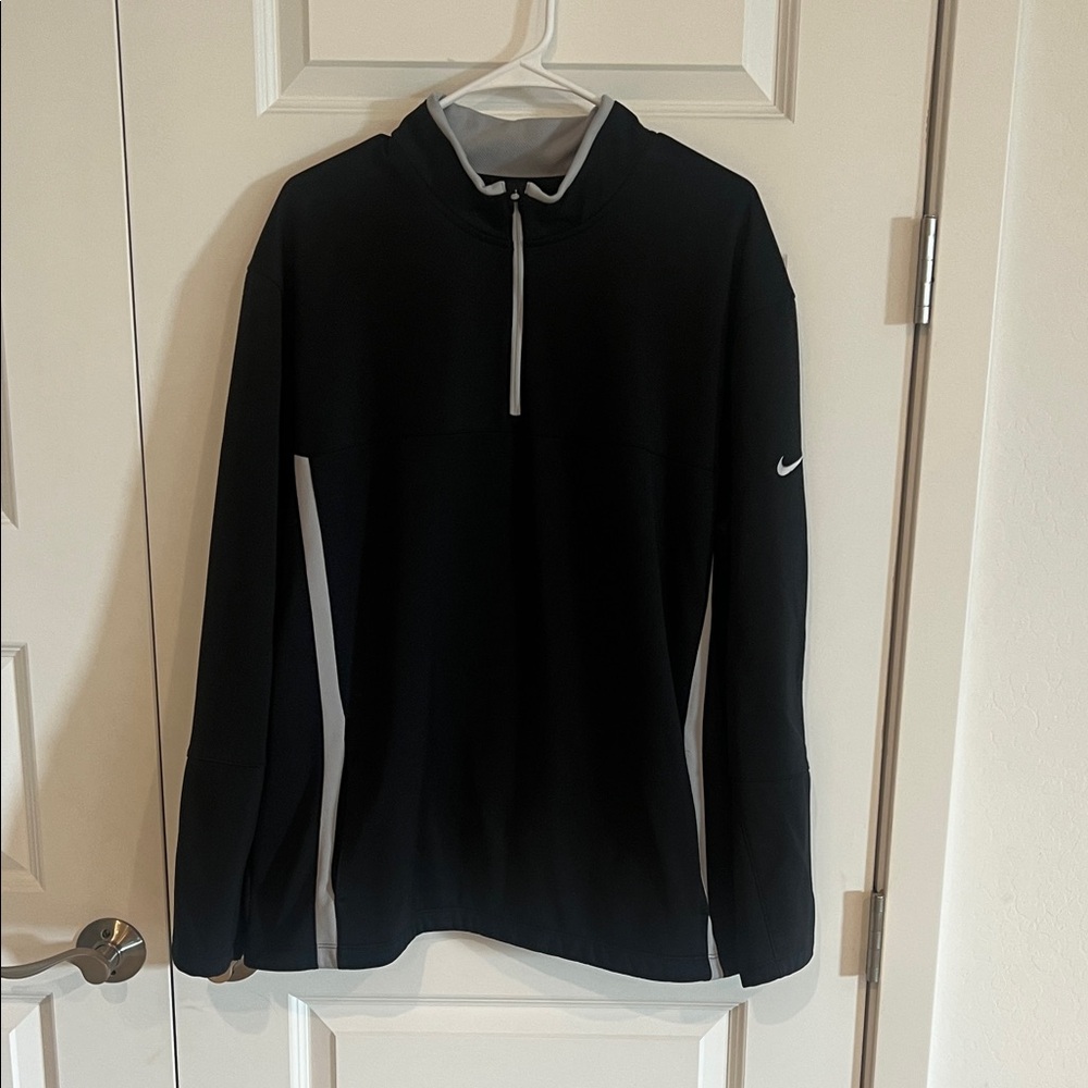 Nike Golf Black Therma Fit Pullover Half-Zip with White Accents